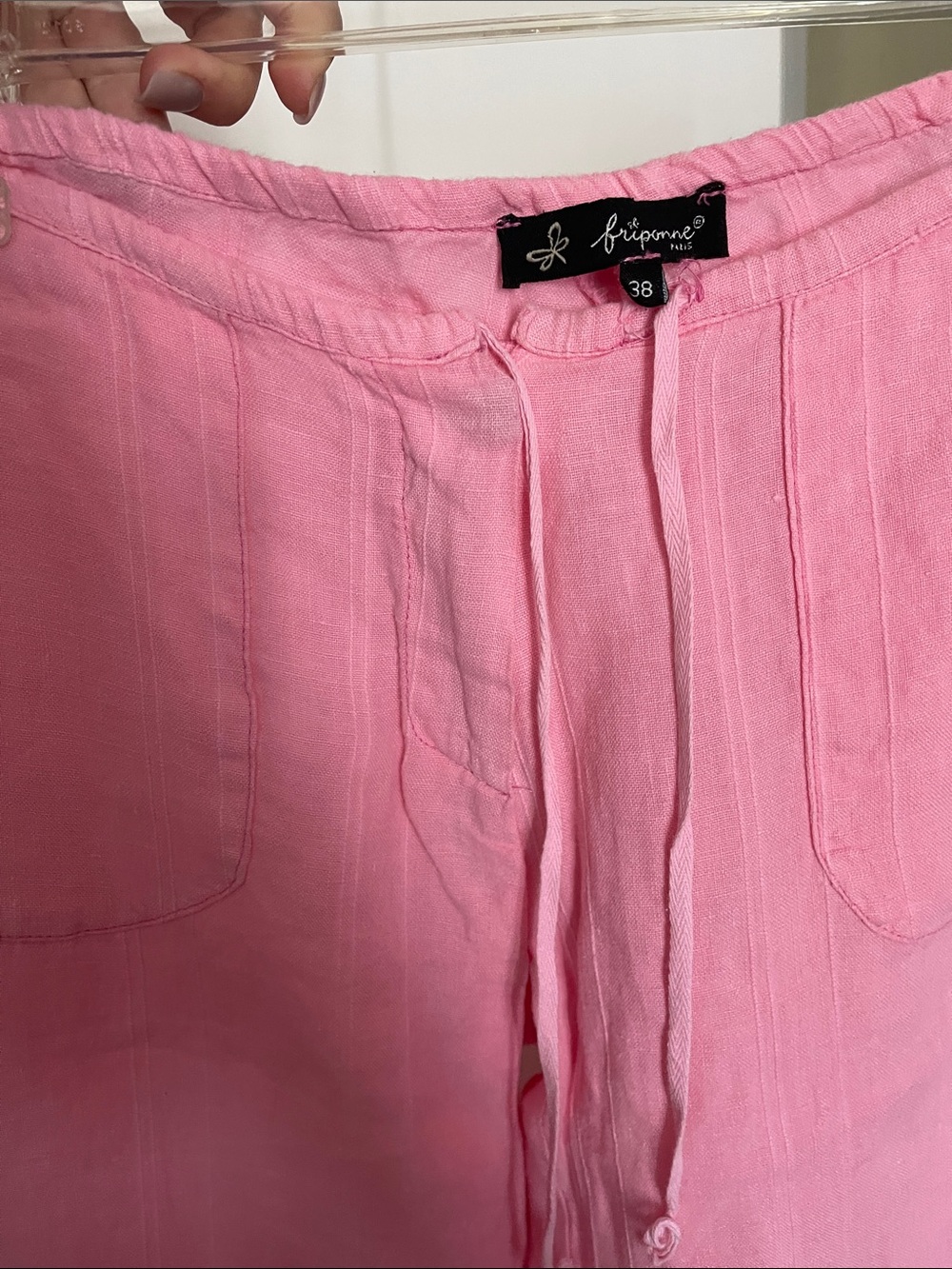 Pink Drawstring Linen Pants - Picture 5 of 11